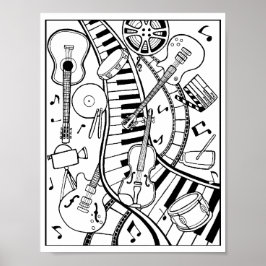 Musikfestival - färgning av Page Art Poster