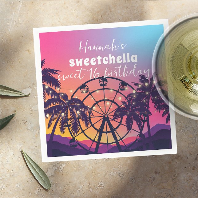 Musikfestival | Ferris Wheel Handflatan Sweet 16 Pappersservett (Skapare uppladdad)