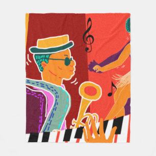 Musikfestival för Retro-kontrast jazz Fleecefilt