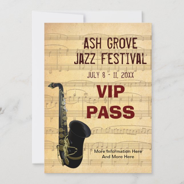 Musikfestival Pass Saxophone Music Themall (Framsida)