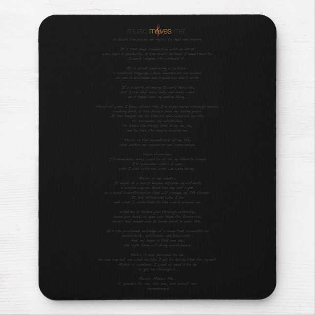 MusikflyttningMe™ Manifesto Mousepad Musmatta (Framsidan)