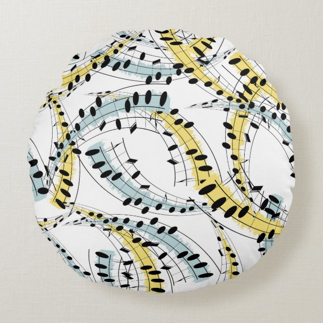 Musikfraser: Cheerful White Background. Rund Kudde (Framsidan)