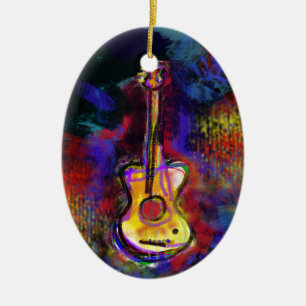 musikgitarrer julgransprydnad keramik