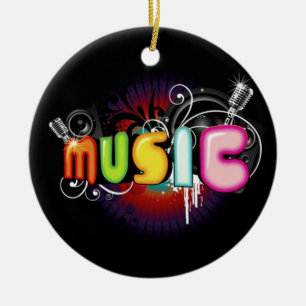 Musikgrafittiprydnad Julgransprydnad Keramik