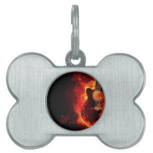 Musikguitar flames brandsedel dans Destiny's Namnbricka Husdjur