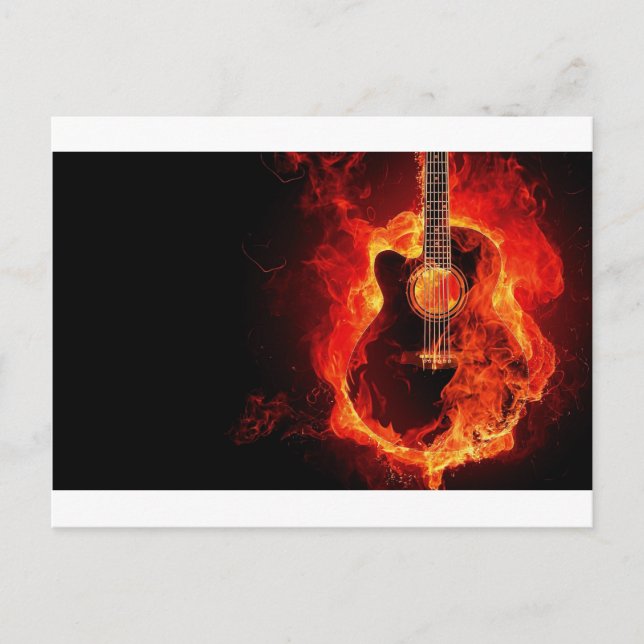 Musikguitar flames brandsedel dans Destiny's Vykort (Framsida)
