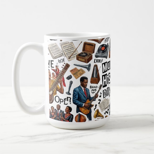 Musikhistoria & Genrer Collage Konst - Retro, Punk Kaffemugg (Vänster)