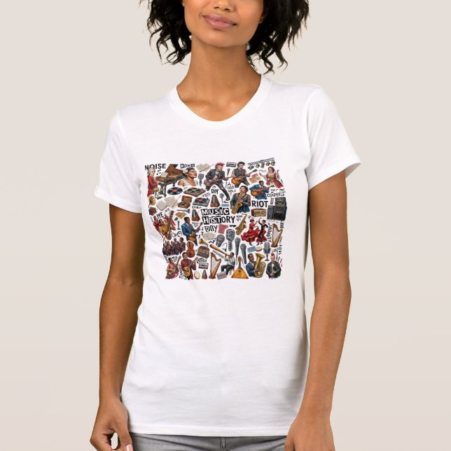 Musikhistoria & Genrer Collage Konst - Retro, Punk T Shirt (Framsida)