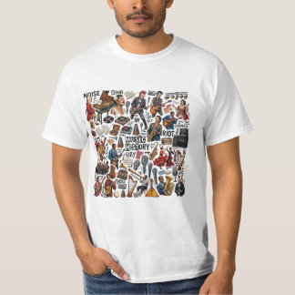Musikhistoria & Genrer Collage Konst - Retro, Punk T Shirt