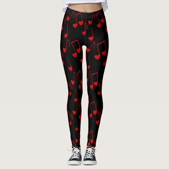 Musikhjärtadamasker Leggings (Framsida)