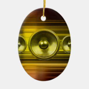 Musikhögtalare med guld-ljusströmmar julgransprydnad keramik