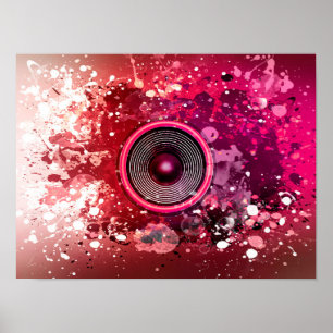 Musikhögtalare och färgstänk poster