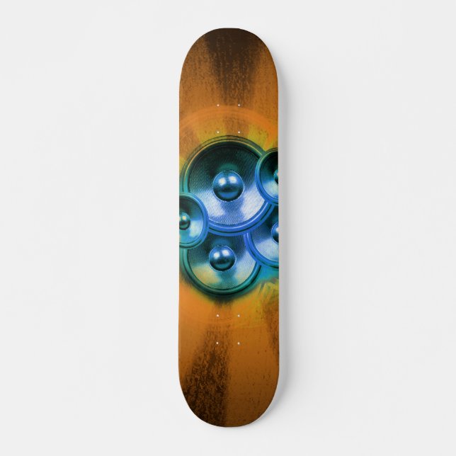 Musikhögtalare och orange mini skateboard bräda 18,5 cm (Framsida)