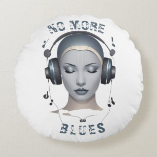 Musikhörlurar Blues Round Pillow Rund Kudde