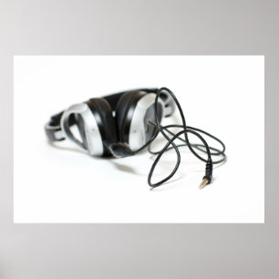 Musikhörlurar, kabel och jack poster