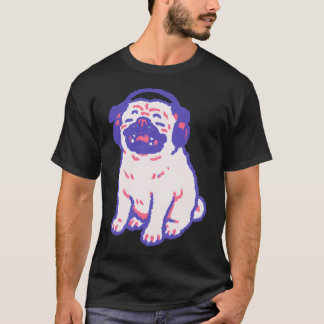 Musikhörlurar Pug, lekfull pastellillustration T Shirt