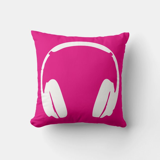 Musikhörlurar (vit/Rosa) Kudde (Framsida)
