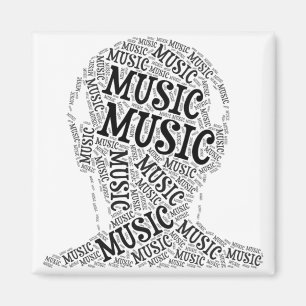 Musikhuvud ord bild magnet