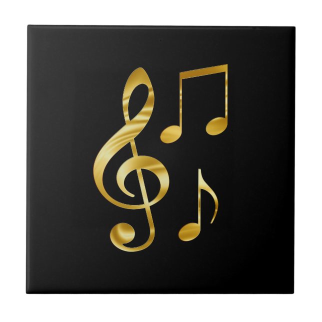 Musikikoner, guld på svart, kakelplatta (Framsidan)