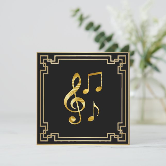 Musikikoner, guld på svart kort (Stående Fram)