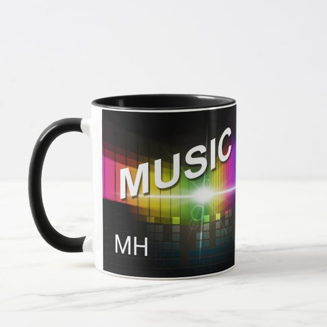 Musikillustration anpassade monogrammuggar mugg (Vänster)