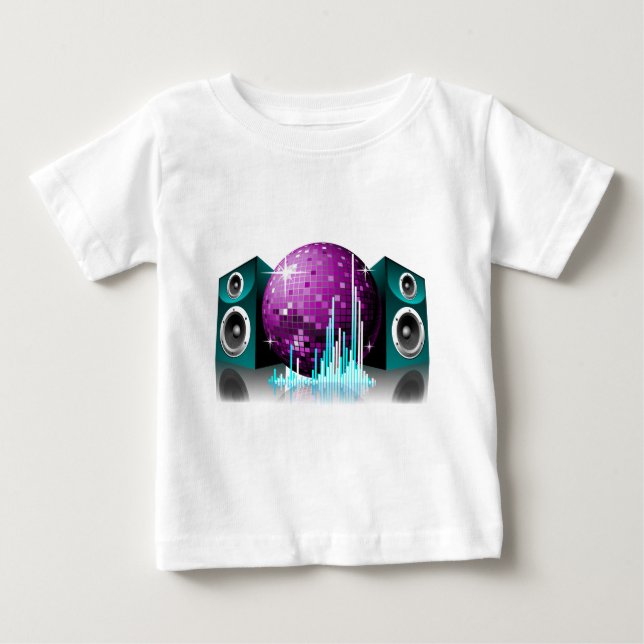musikillustration med högtalare och diskoboll tee (Framsida)