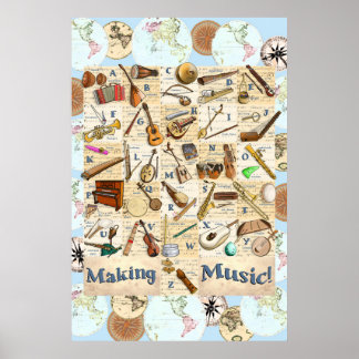 Musikinstrument Alphabet Internationell Poster