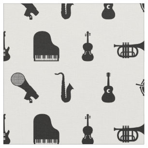 Musikinstrument Black & White Music Mönster Tyg