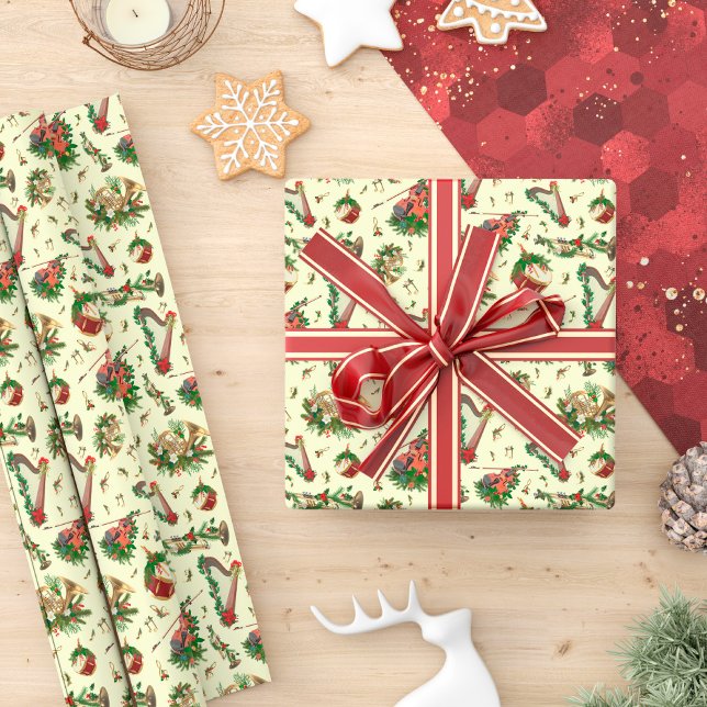 Musikinstrument för jul i Festive Mönster Presentpapper (Skapare uppladdad)