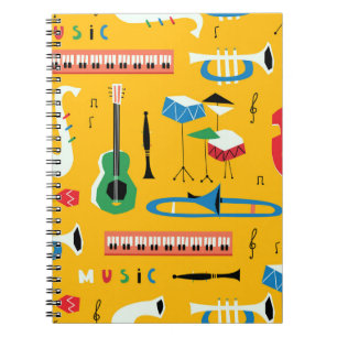 Musikinstrument: Gulten för Mid Century Anteckningsbok