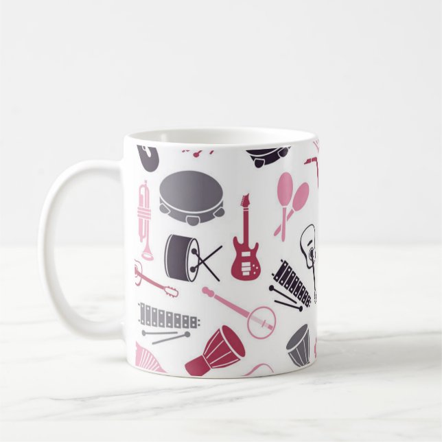 Musikinstrument mönster kaffemugg (Vänster)
