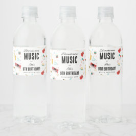 Musikinstrument Musik Tema Födelsedagsfest Vattenflaskor Etikett