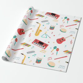 Musikinstrument Musik Tema Mönster Presentpapper
