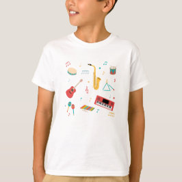 Musikinstrument Musik Tema Mönster T Shirt