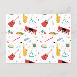 Musikinstrument Musiktema Mönster Helg Vykort