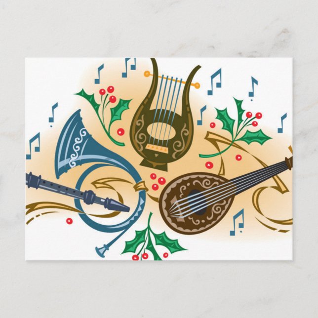 Musikinstrument och musik vykort (Framsida)