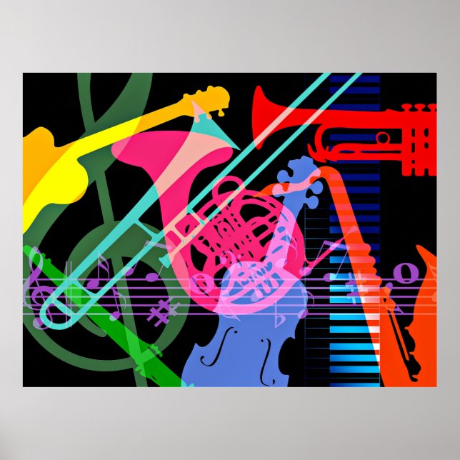 Musikinstrument Pop Art Design Poster (Framsidan)