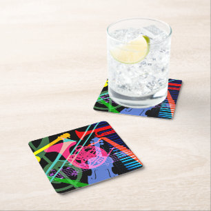 Musikinstrument Pop Art Design Underlägg Papper Kvadrat