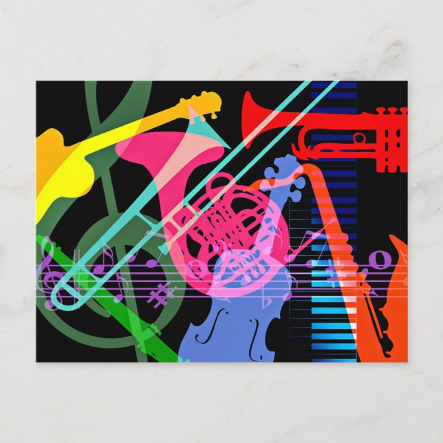 Musikinstrument, popup-design vykort (Framsida)