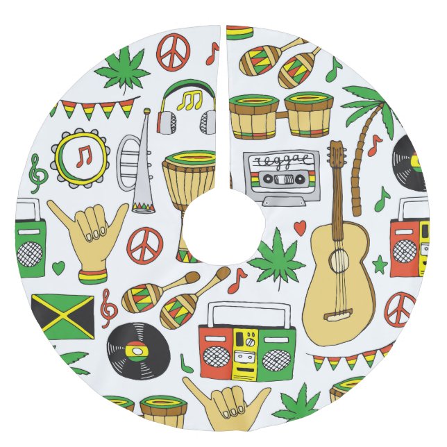 Musikinstrument: Reggae Seamless Background Julgransmatta Borstad Polyester (Framsidan)