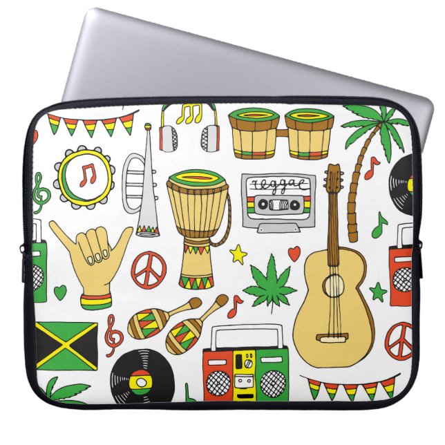 Musikinstrument: Reggae Seamless Background Laptop Fodral (Framsidan)