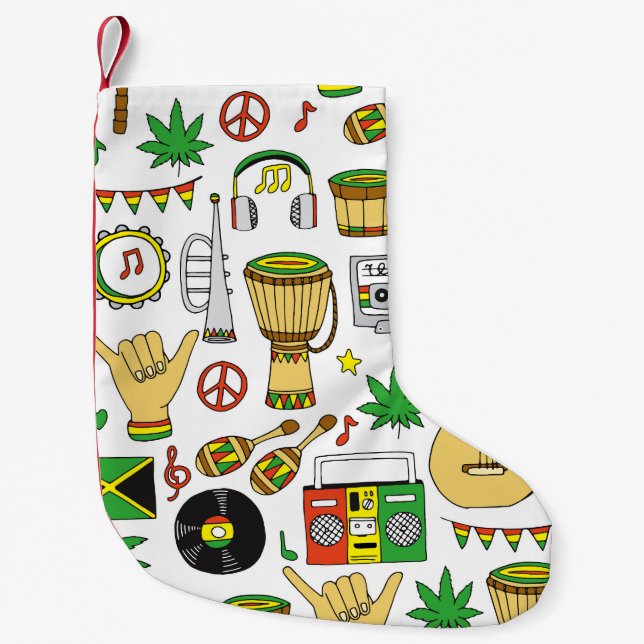 Musikinstrument: Reggae Seamless Background Liten Julstrumpa (Framsidan)