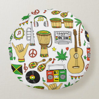 Musikinstrument: Reggae Seamless Background Rund Kudde