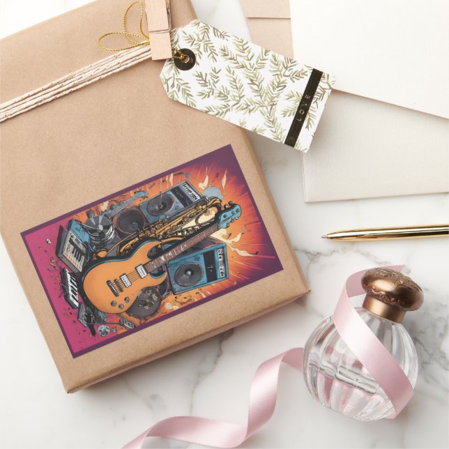 Musikinstrument Rektangulärt Klistermärke (Gifting)