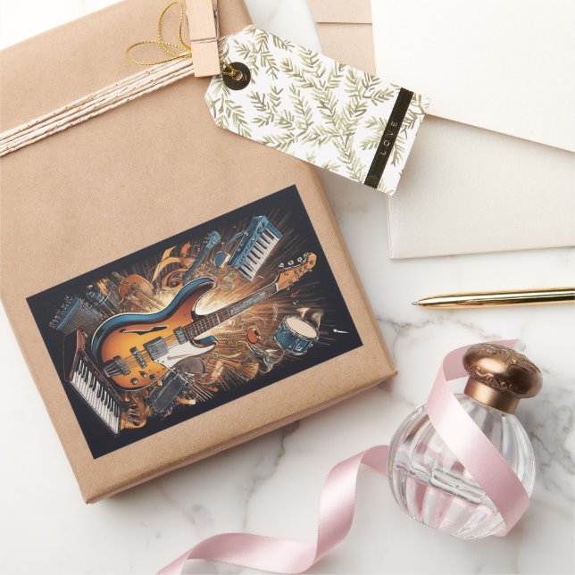 Musikinstrument Rektangulärt Klistermärke (Gifting)