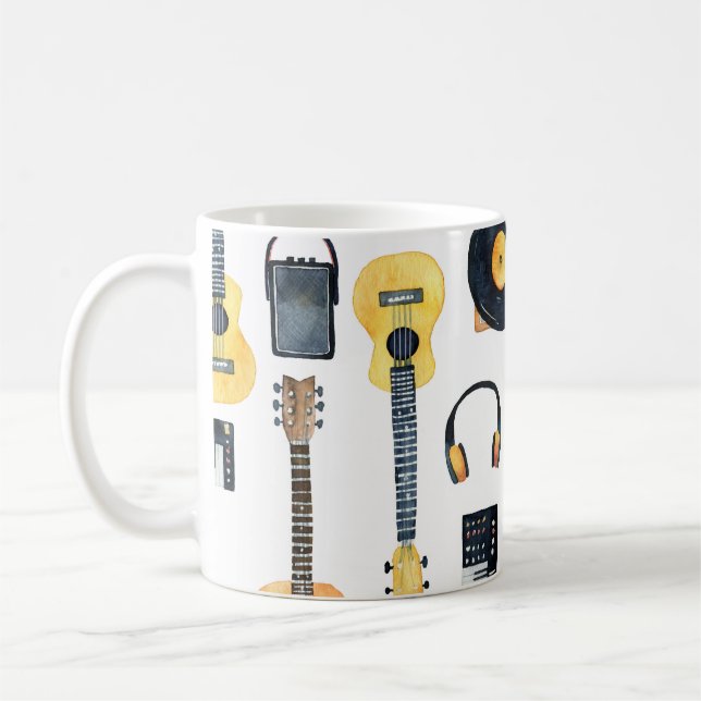 Musikinstrument: Sömlösa vattenfärger Kaffemugg (Vänster)
