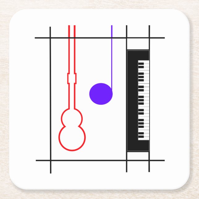 Musikinstrument Underlägg Papper Kvadrat (Framsidan)