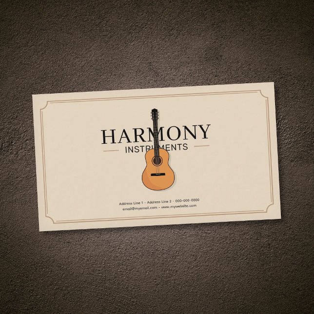 Musikinstrumentbutik - Akustisk Gitarr Visitkort (Music Instrument Store - Acoustic Guitar Business Card)