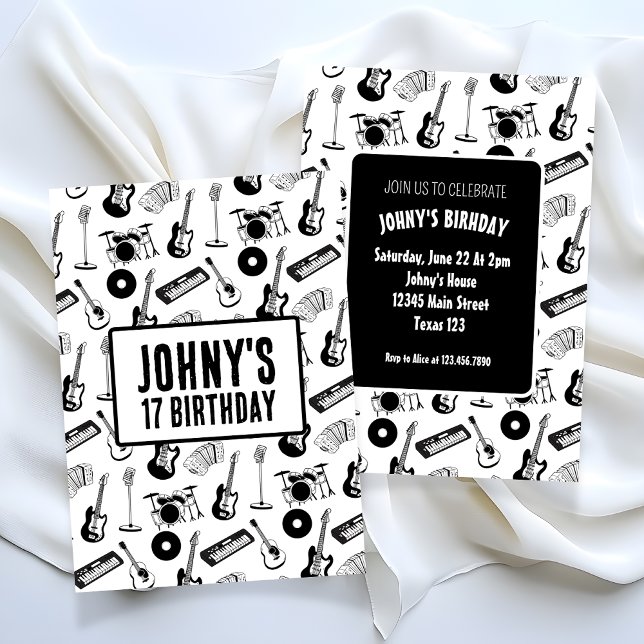 Musikinstrumentets födelsedag inbjudningar (Skapare uppladdad)