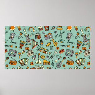 Musikinstrumentskiss,sömlös mönster poster